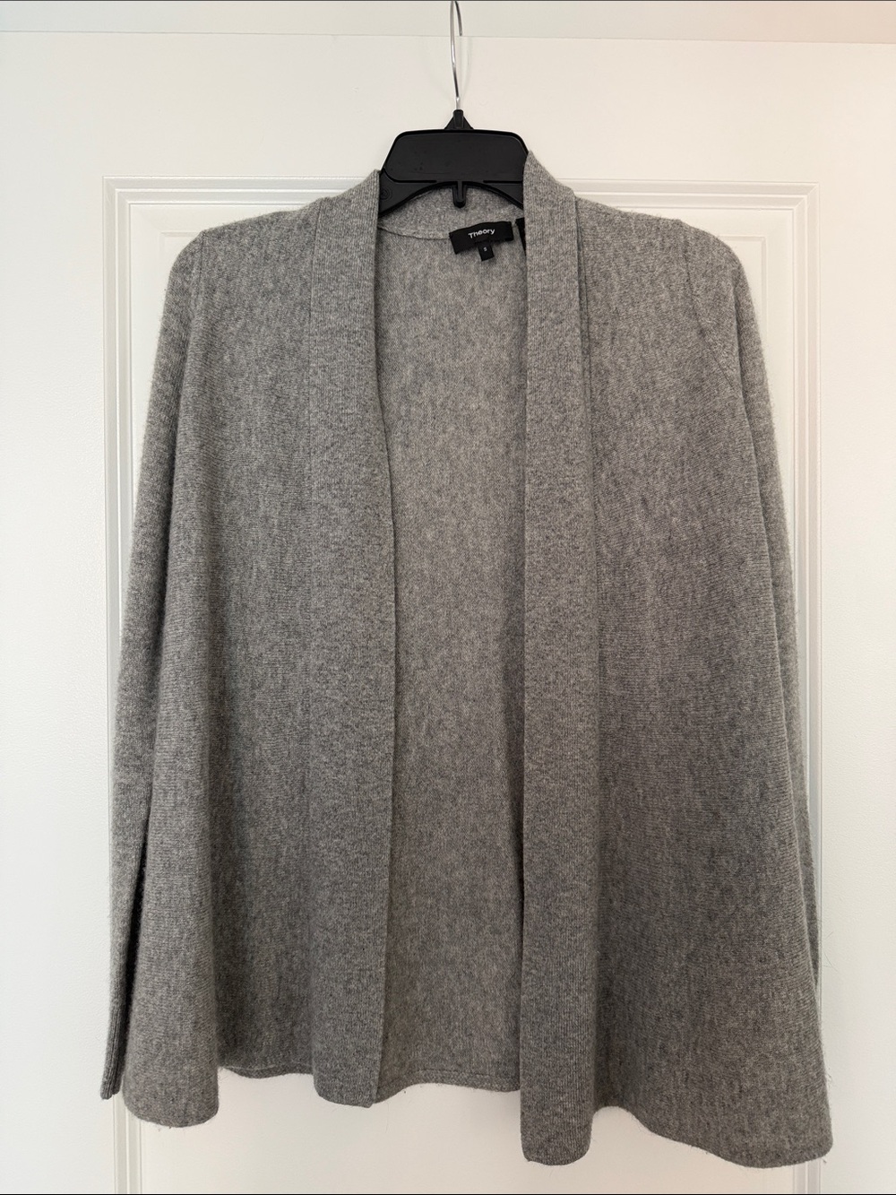 Theory Light Grey Open-Front Cashmere Cardigan